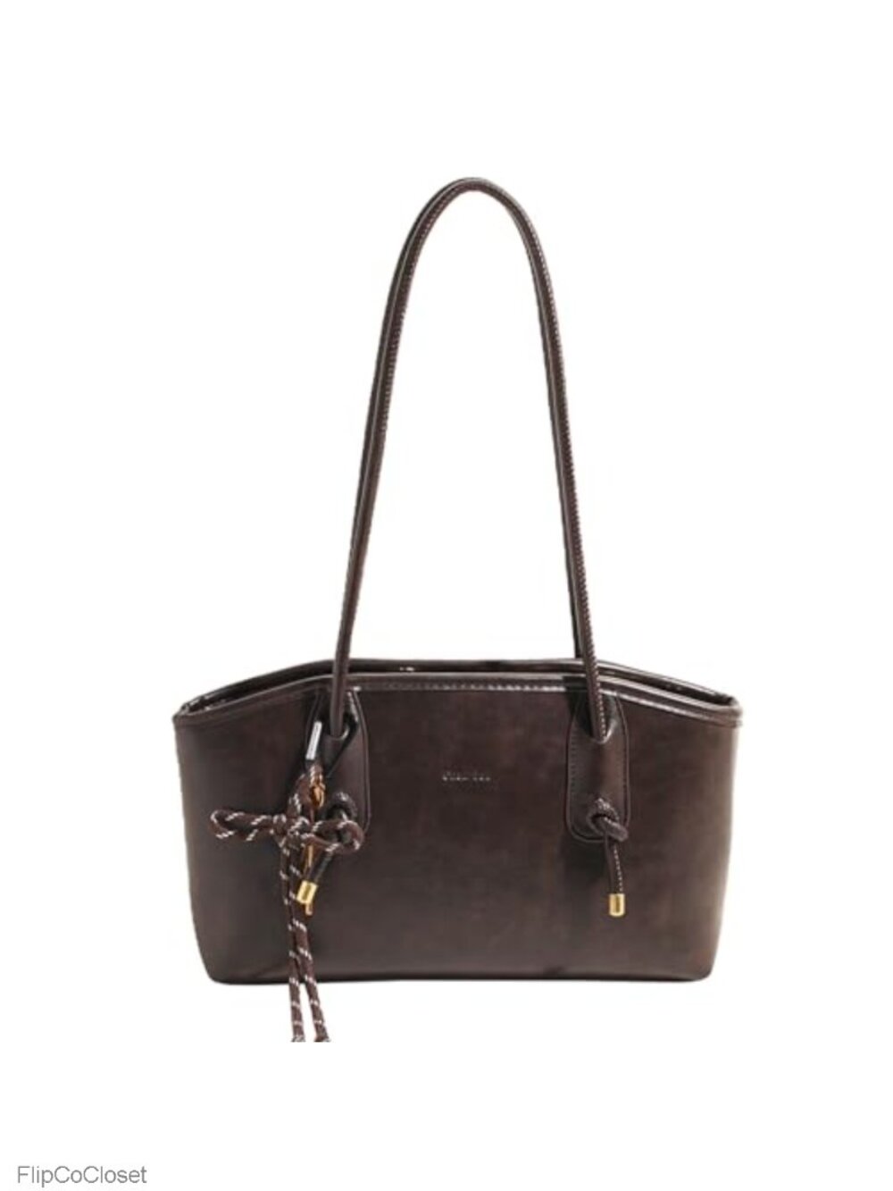 Faux Leather Hobo Shoulder Bag with Pendant Keychain Everyday Purse